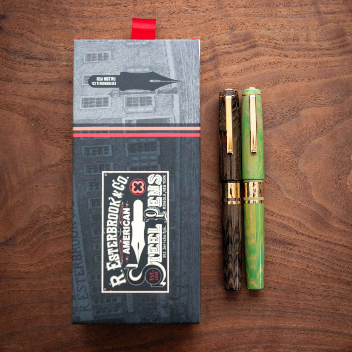 JR Pocket Pen - Model J Antique Rose Ebonite with Gold trim -  Custom Needle Point Nib