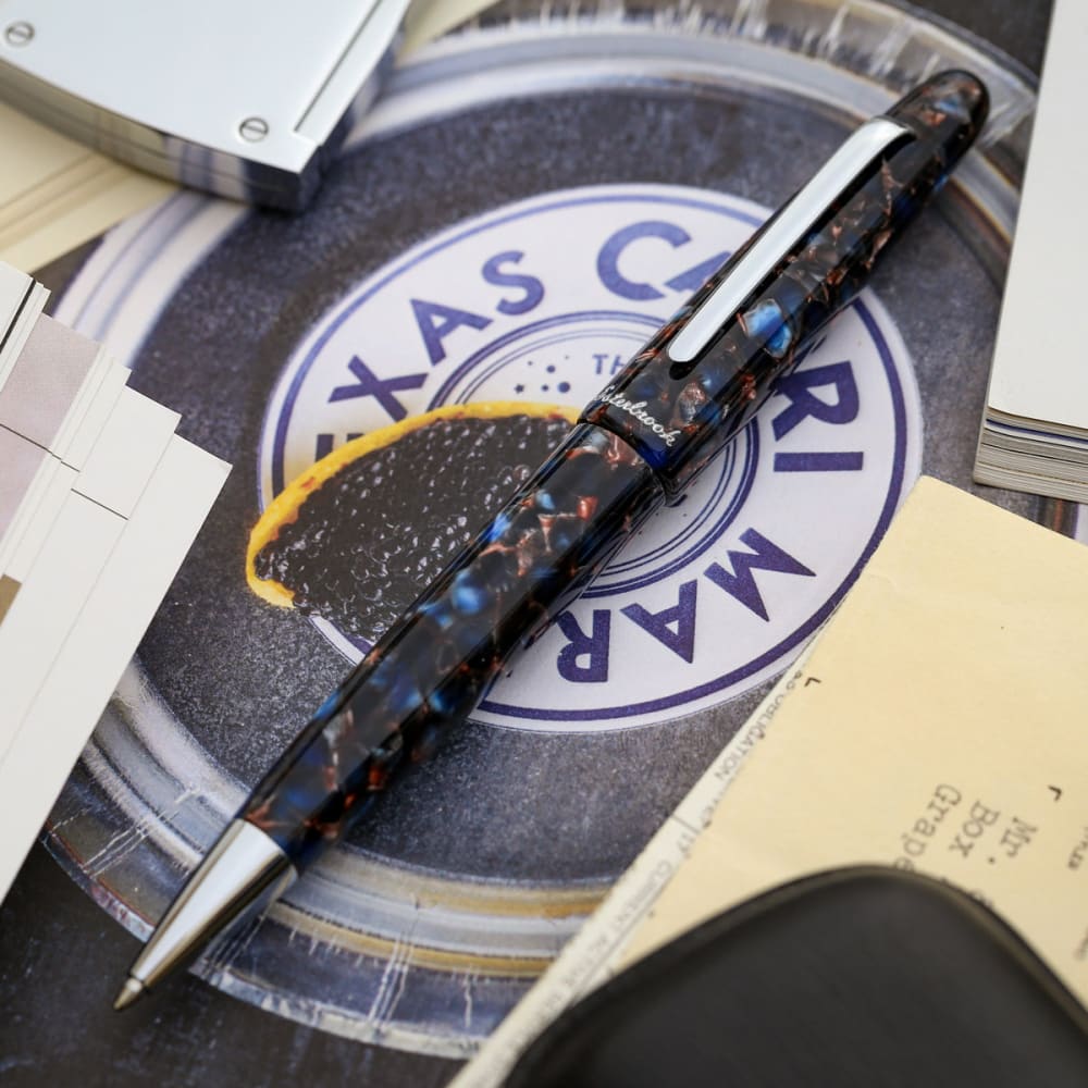 Ballpoint pen - Estie Nouveau Blue - Palladium Trim