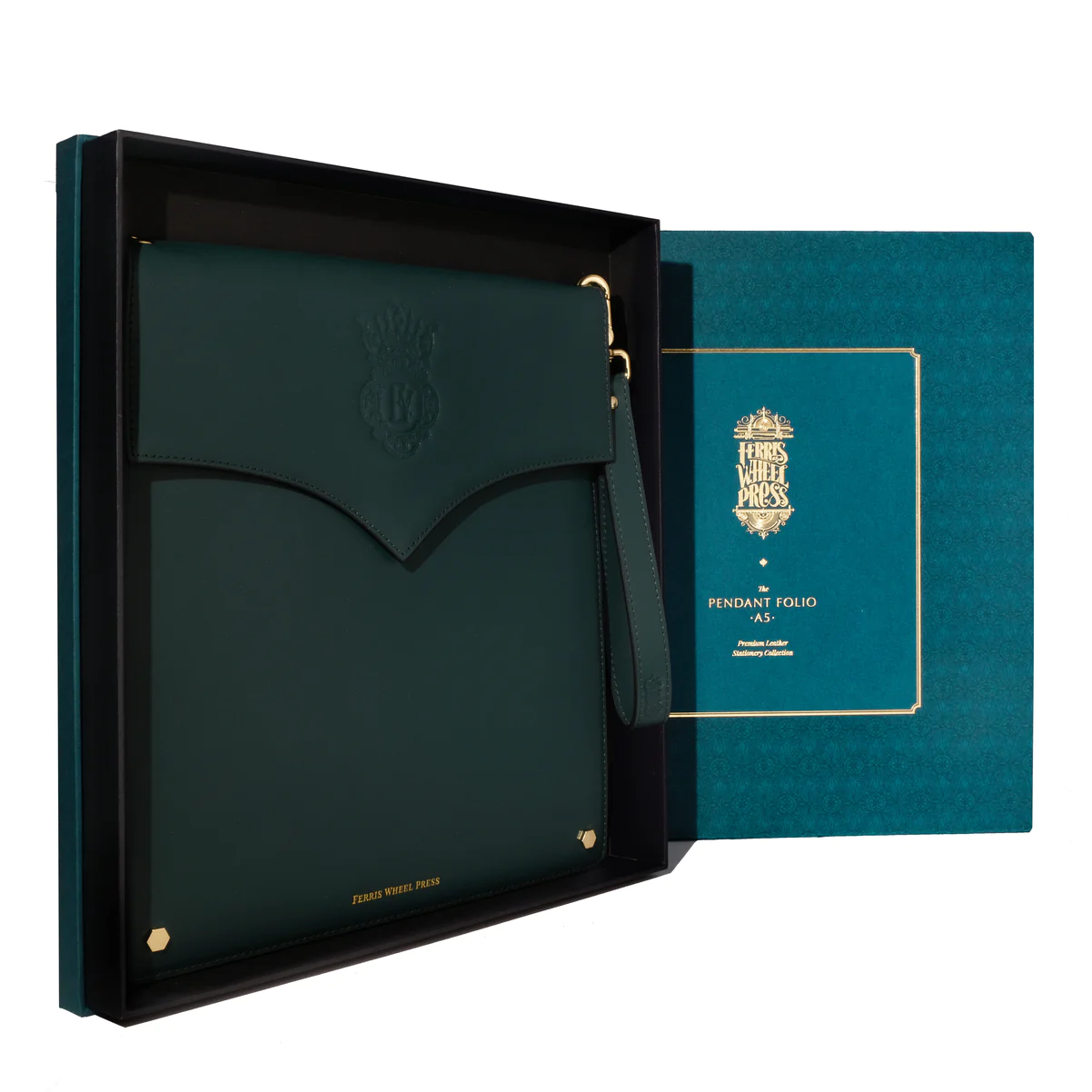 Leather stationary collection - The pendant Folio A5 / Deep Teal