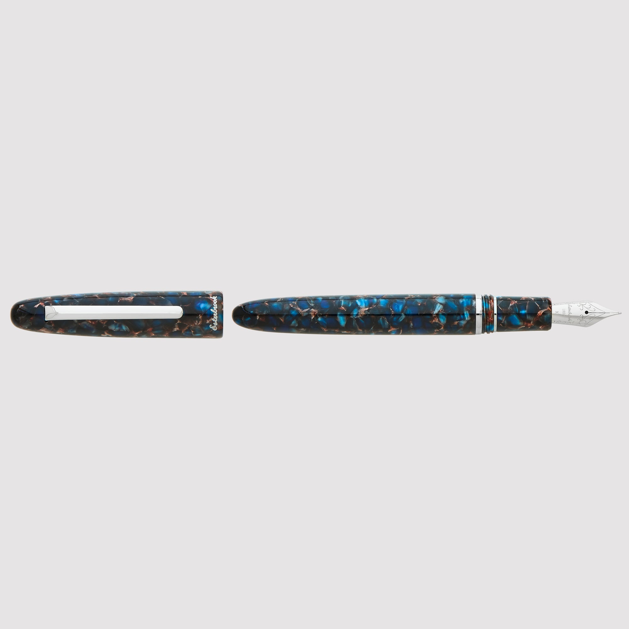 Estie Regular Nouveau Blue Palladium Trim Fountain Pen - Custom Scribe Nib
