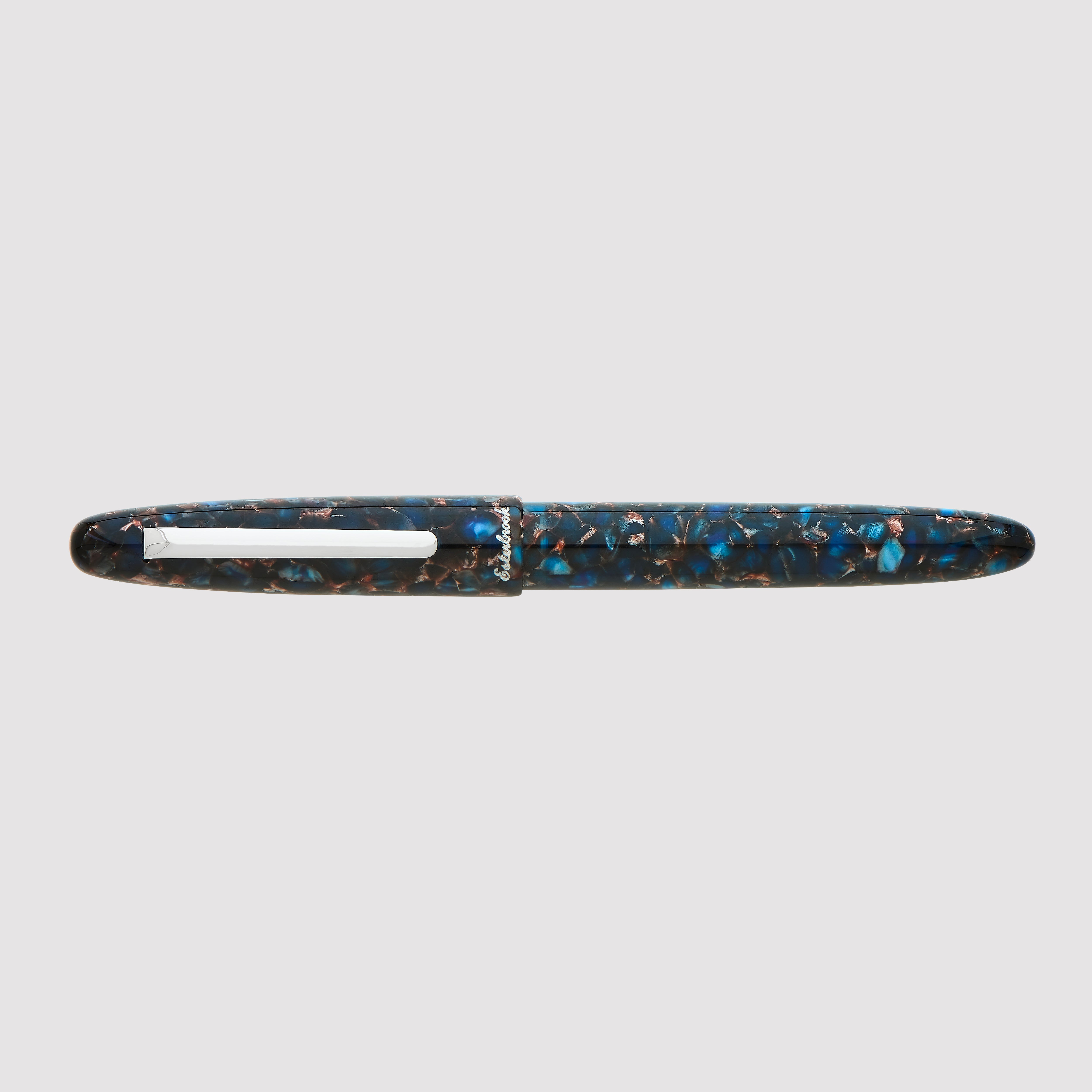 Estie Regular Nouveau Blue Palladium Trim Fountain Pen - Custom Scribe Nib