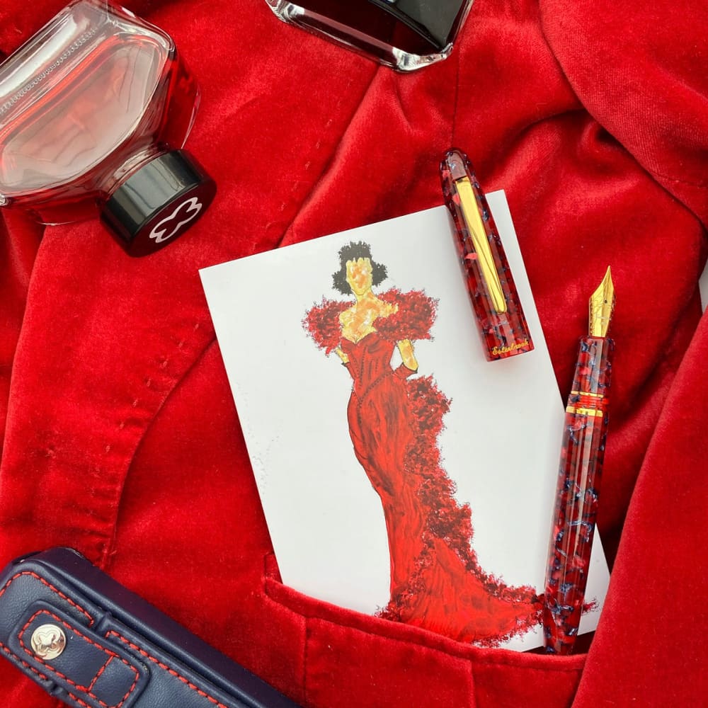 Estie Oversize FP Scarlet Palladium Trim - Fountain Pen