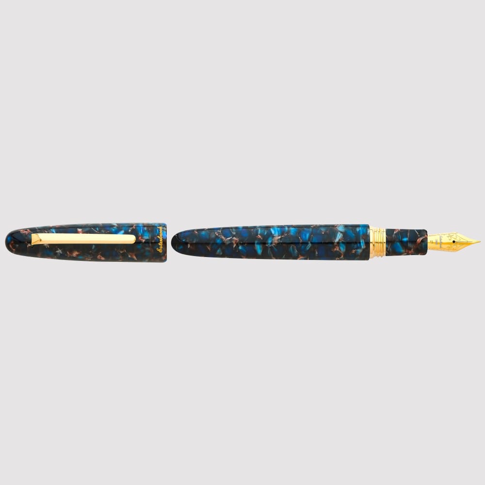 Estie Oversize Nouveau Blue Gold Trim - Broad - Fountain Pen