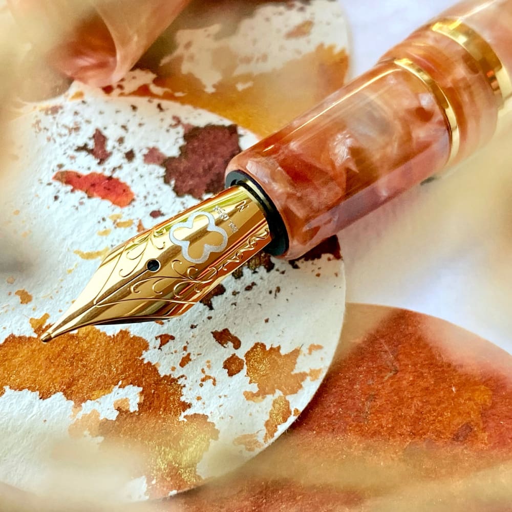 Estie Oversize Petrified Forest Gold Trim Fountain Pen