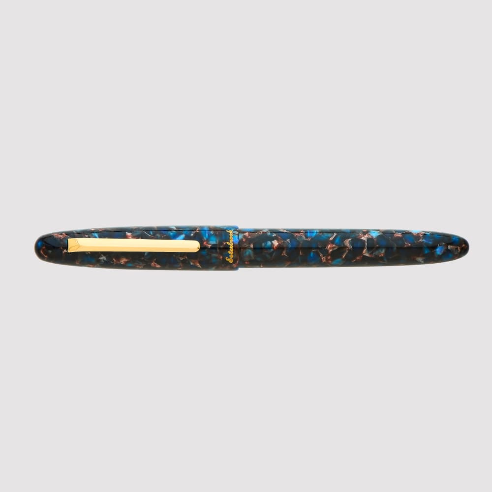 Estie Regular Nouveau Blue Gold Trim Fountain Pen - 18K