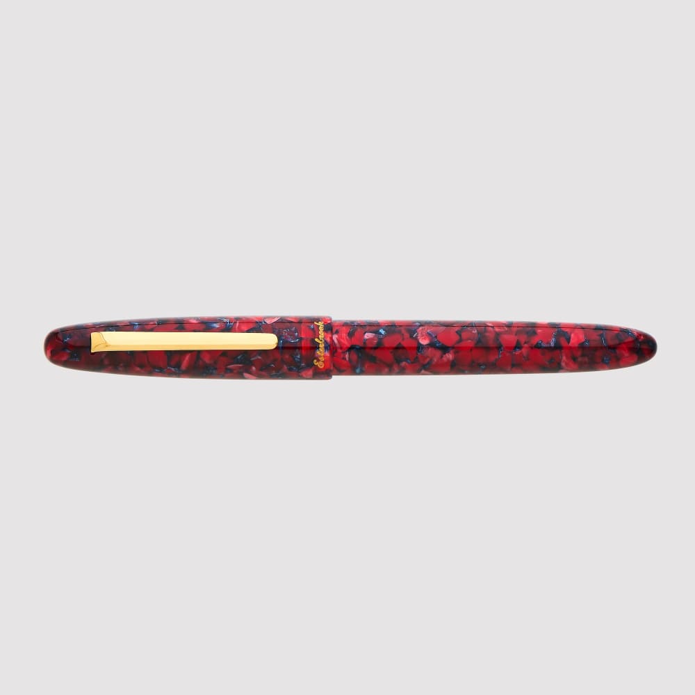 Estie Regular Scarlet Gold Trim Fountain Pen - 18K Medium