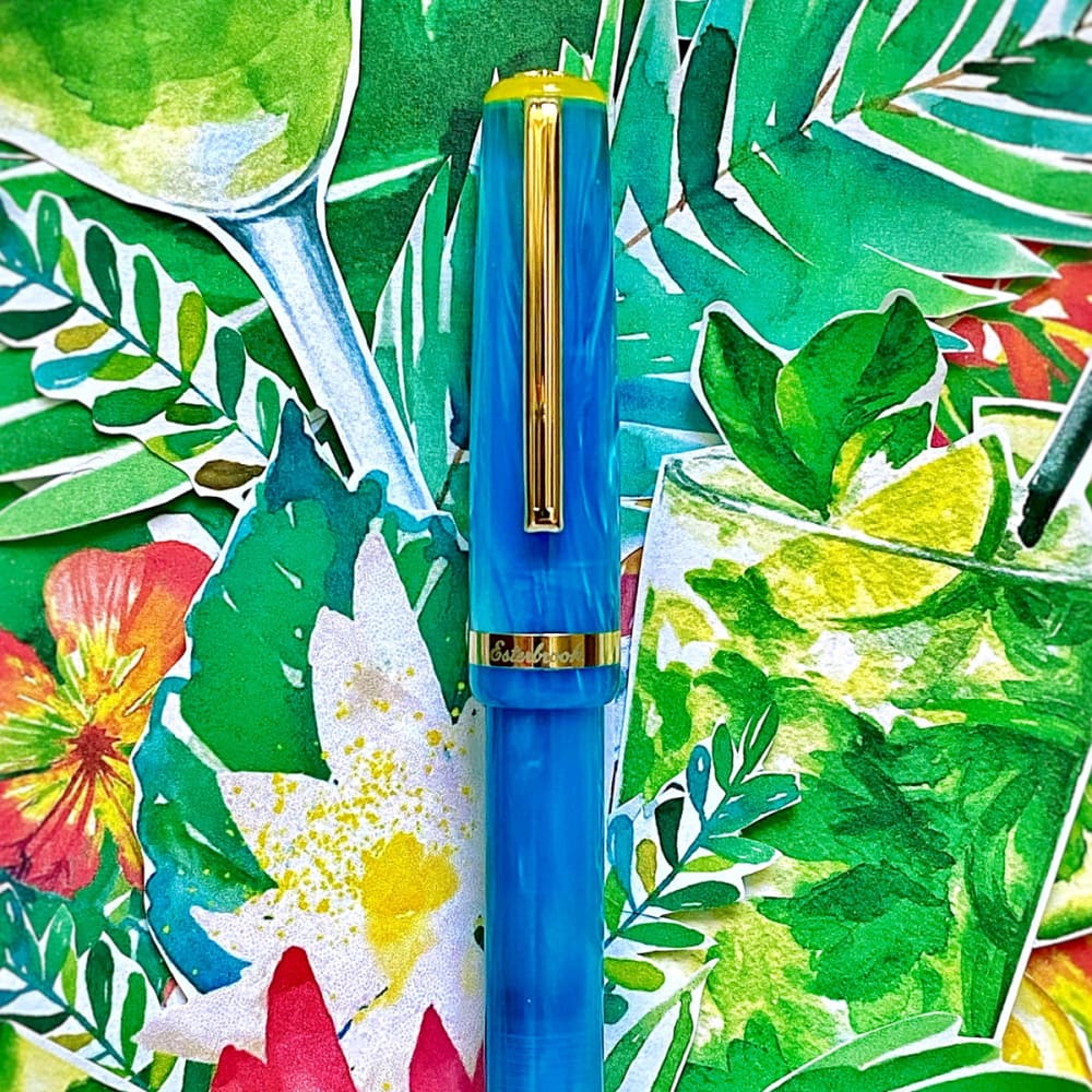 JR Pocket Pen - Paradise - Blue Breeze Gold Trim - Custom