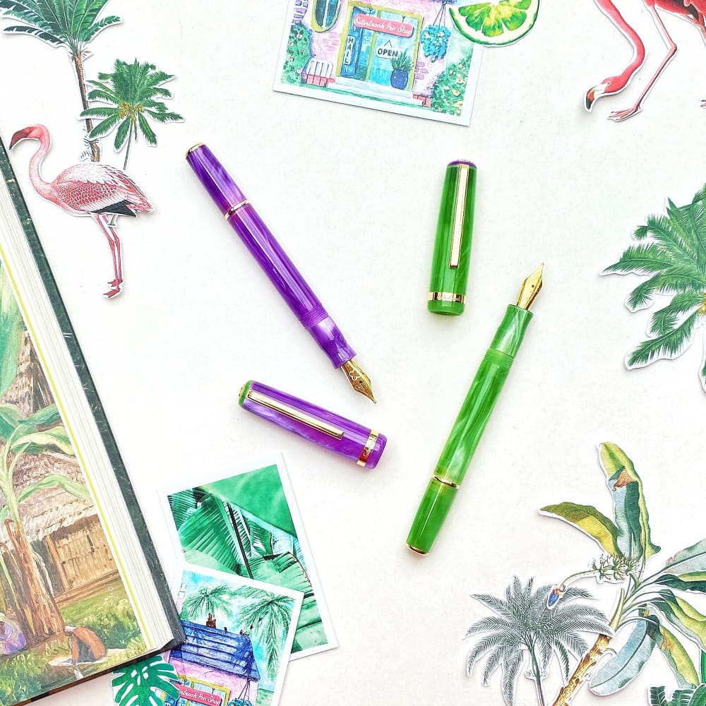 JR Pocket Pen - Paradise - Key Lime Gold Trim - Fountain Pen