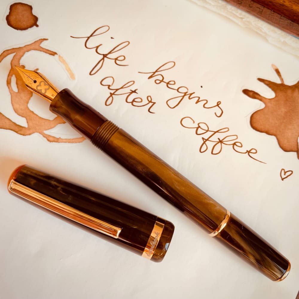 JR pocket Pen - Pumpkin Latte / Gold Trim - Custom Gena Nib