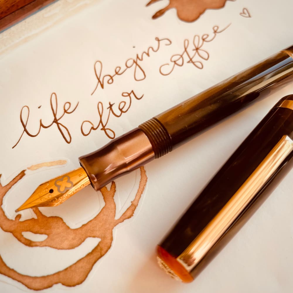 JR pocket Pen - Pumpkin Latte / Gold Trim - Custom Gena Nib