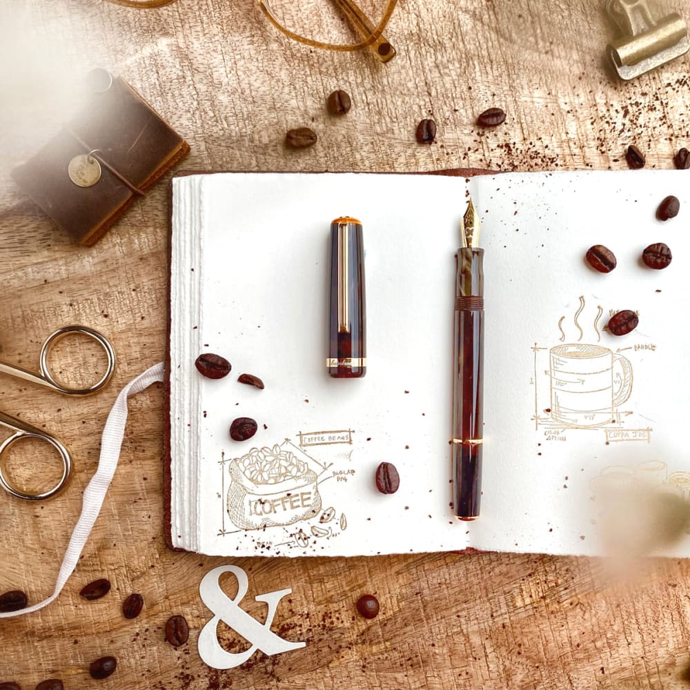 JR pocket Pen - Pumpkin Latte - Gold Trim - Fountain Pen