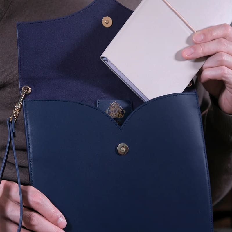 Leather stationary collection - The pendant Folio A5 / Navy