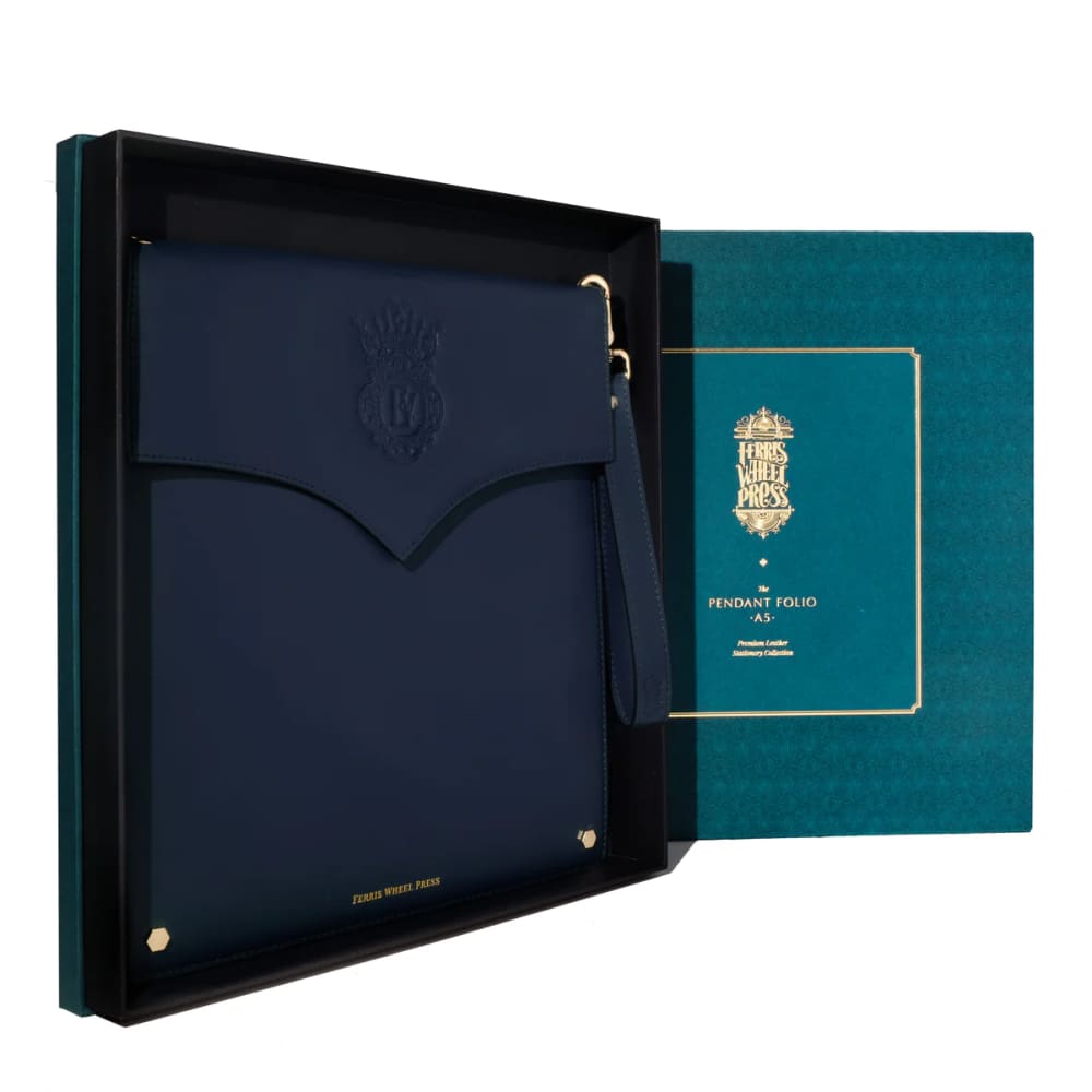 Leather stationary collection - The pendant Folio A5 / Navy