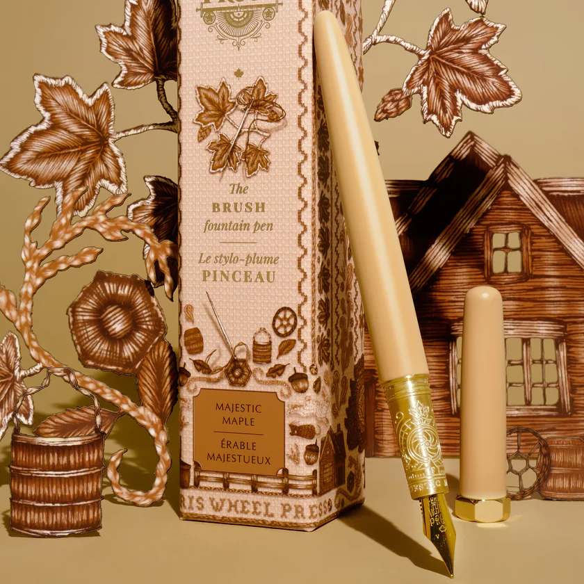 Brush Fountain Pen - GOLD - Fine - Majestic Maple Syrup