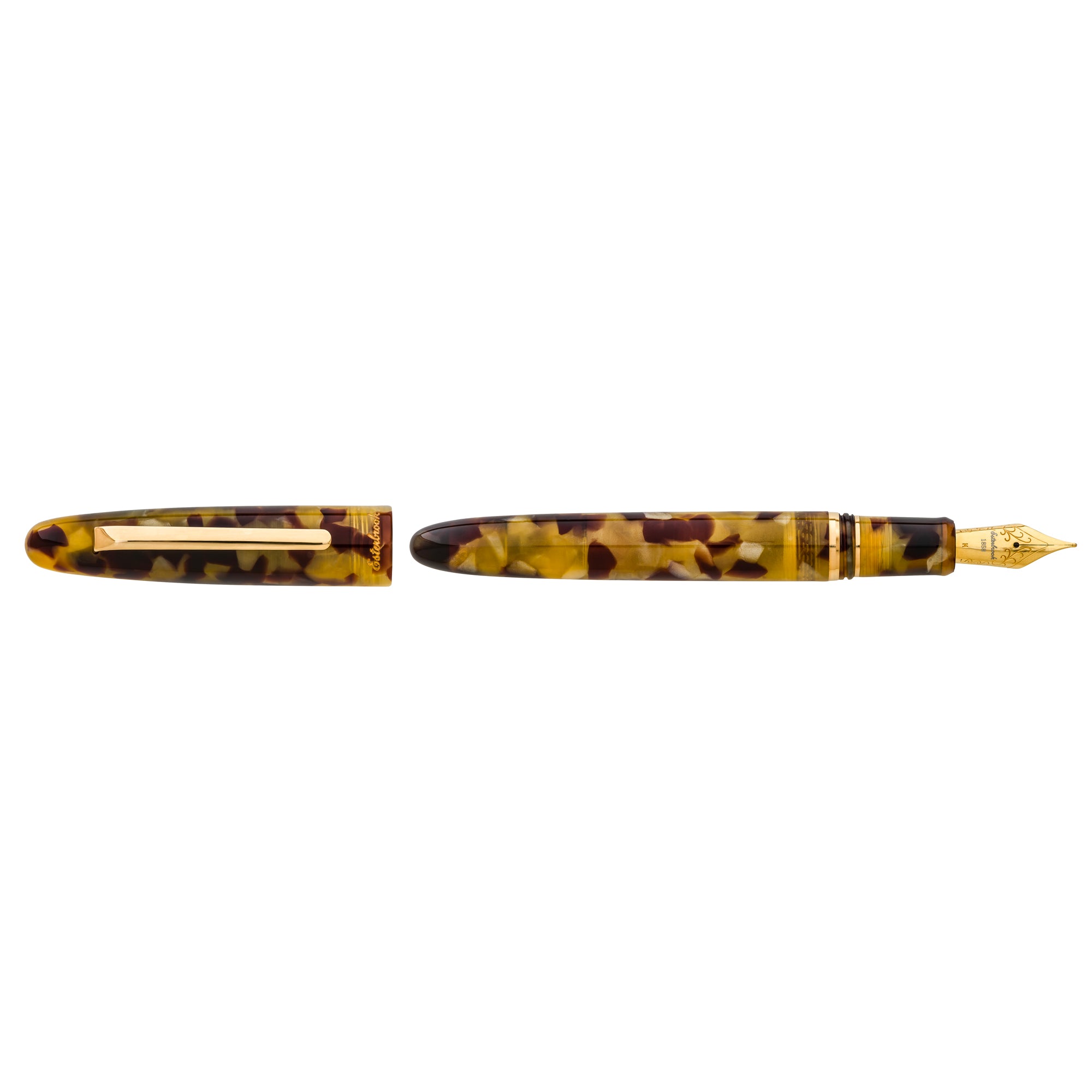 Estie tortoise - Gold Trim fountain pen - Custom Needle Point Nib