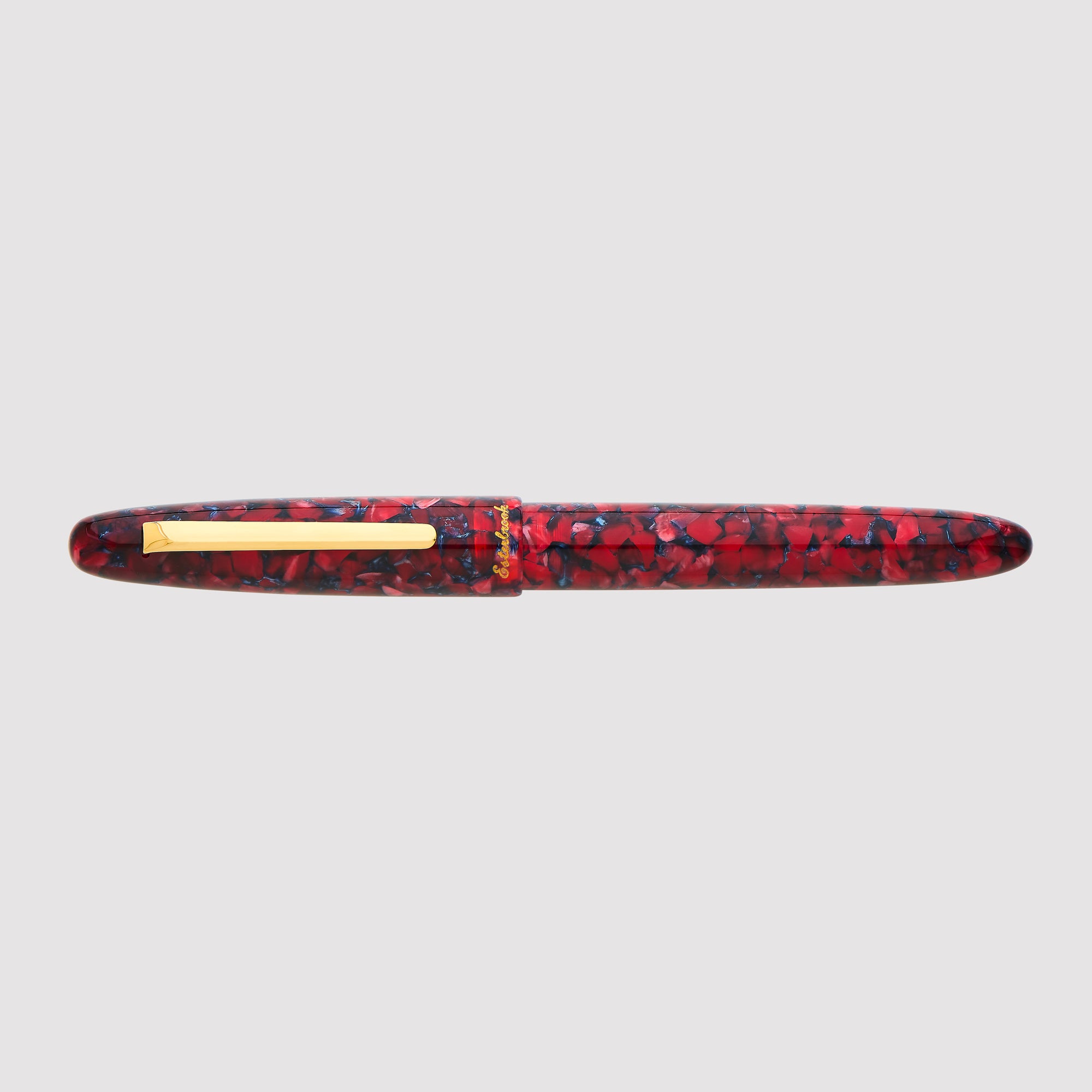 Estie Regular Scarlet Gold Trim Fountain Pen - 18K Medium Nib