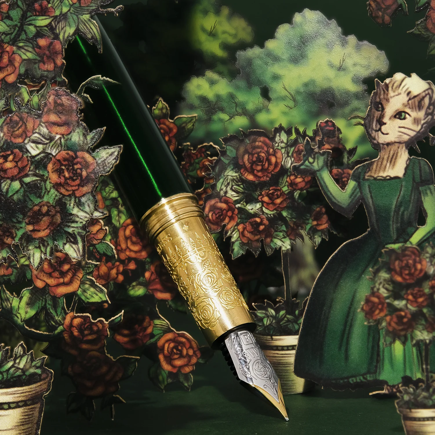 Pluma estilográfica Bijou - Emerald Gardens - Mediana